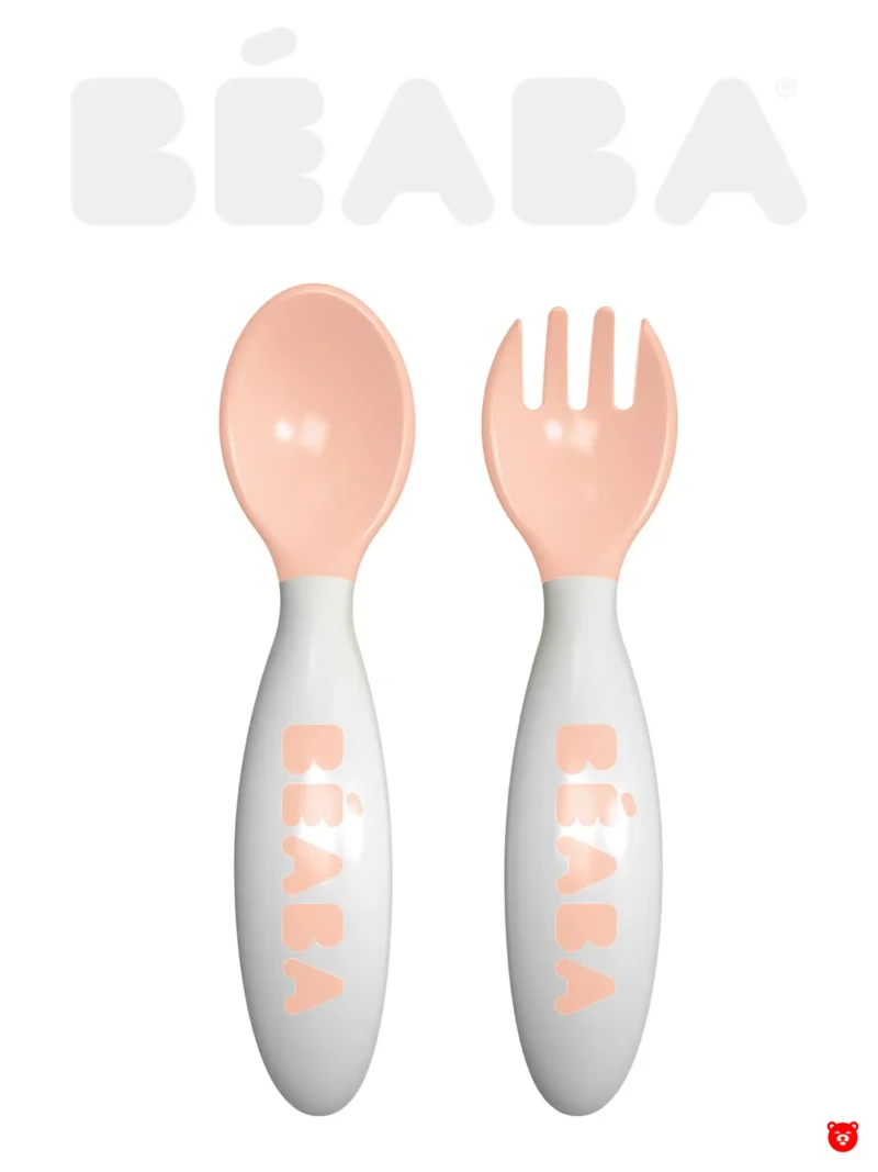 Beaba Эргономичные вилка и ложка, Nude