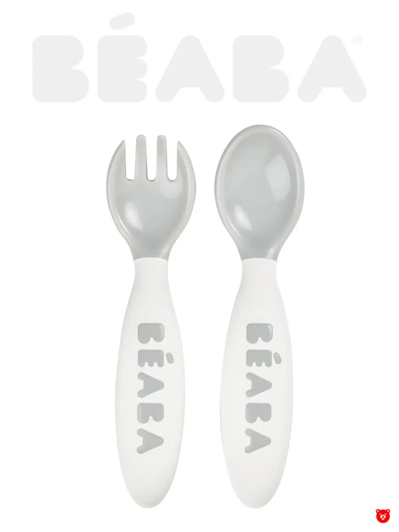 Beaba Эргономическая ложка и вилка, Mist