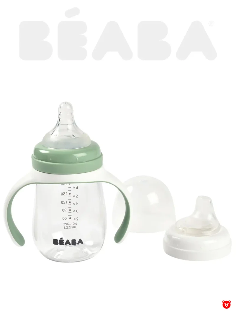 Beaba Учебный поильник 2 в 1, 210 мл, Sage Green