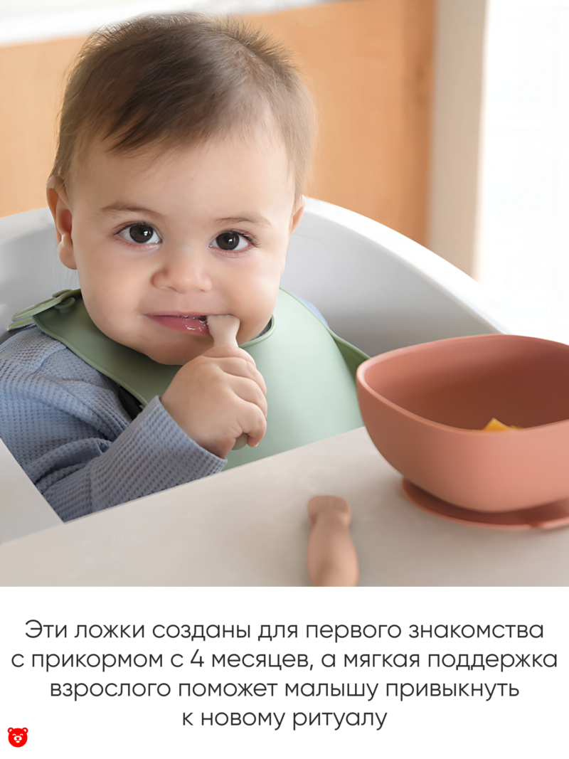 Beaba Набор из двух силиконовых ложек 4М+