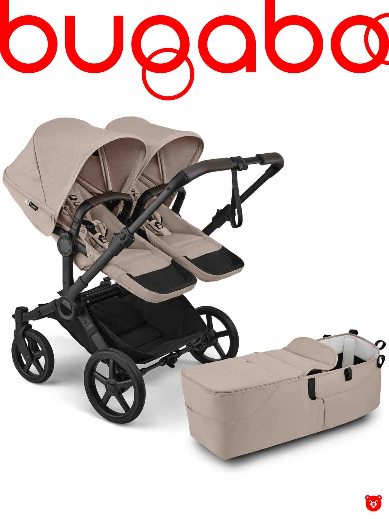Bugaboo Donkey 6 Duo цвет Desert Taupe Melange шасси Black Bugaboo Donkey 6 Duo цвет Desert Taupe Melange шасси Black