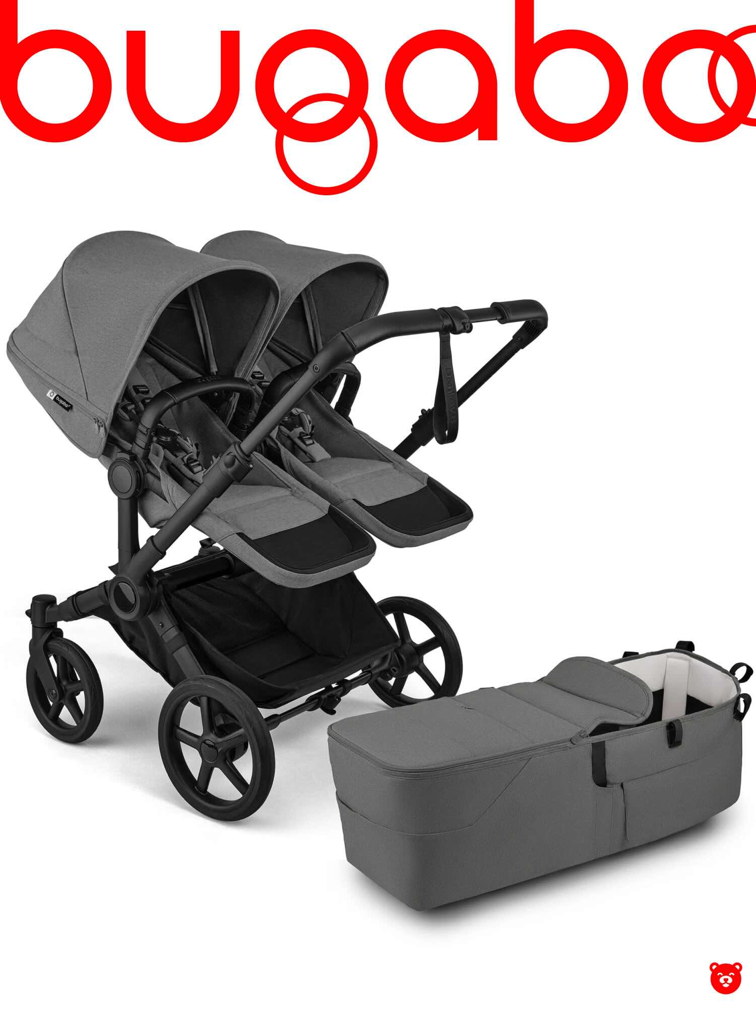 Bugaboo Donkey 6 Duo цвет Moon Grey шасси Black Bugaboo Donkey 6 Duo цвет Moon Grey шасси Black