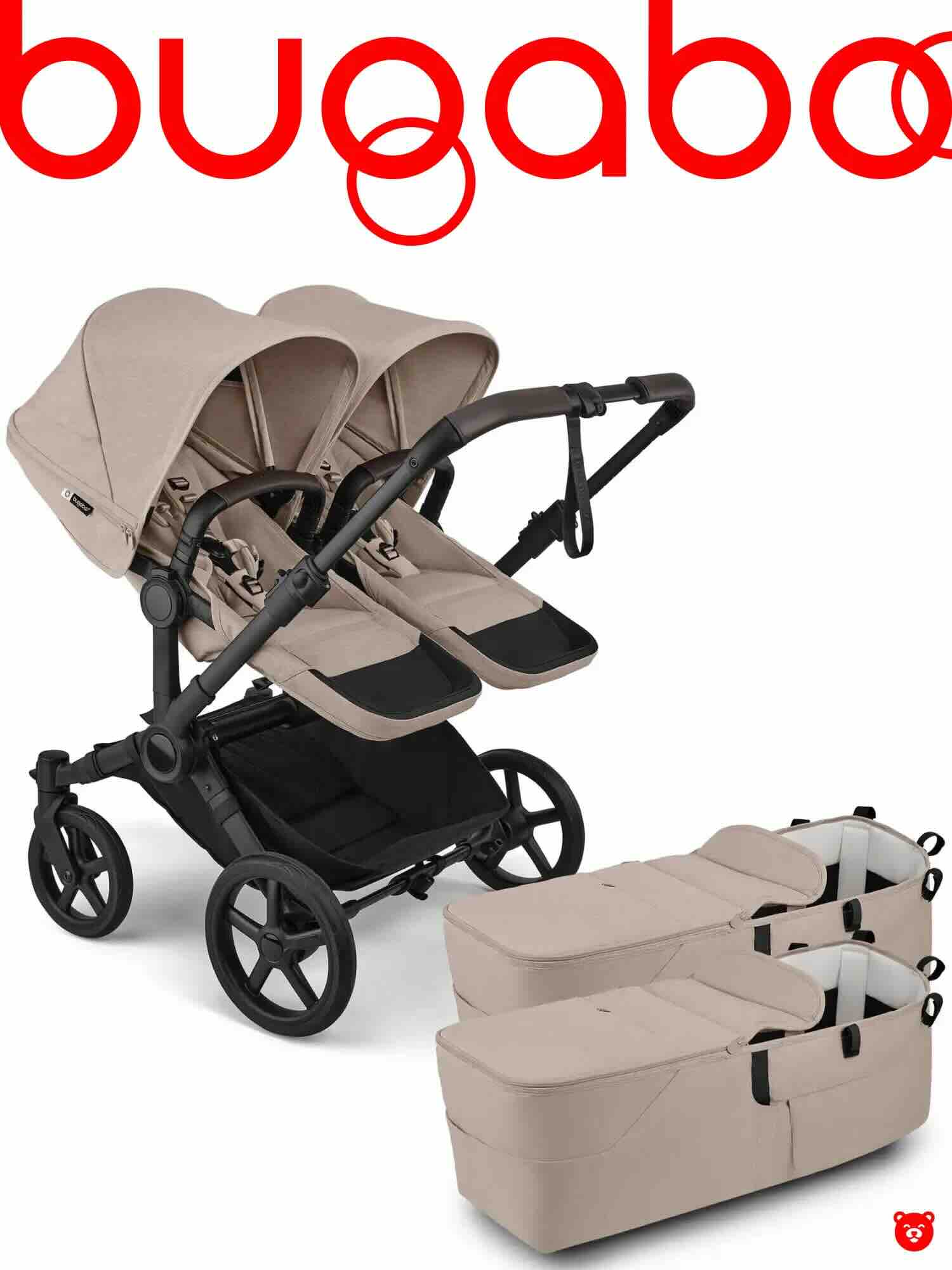 Коляска для двойни Bugaboo Donkey 6 Twin цвет Desert Taupe Melange шасси Black Коляска для двойни Bugaboo Donkey 6 Twin цвет Desert Taupe Melange шасси Black