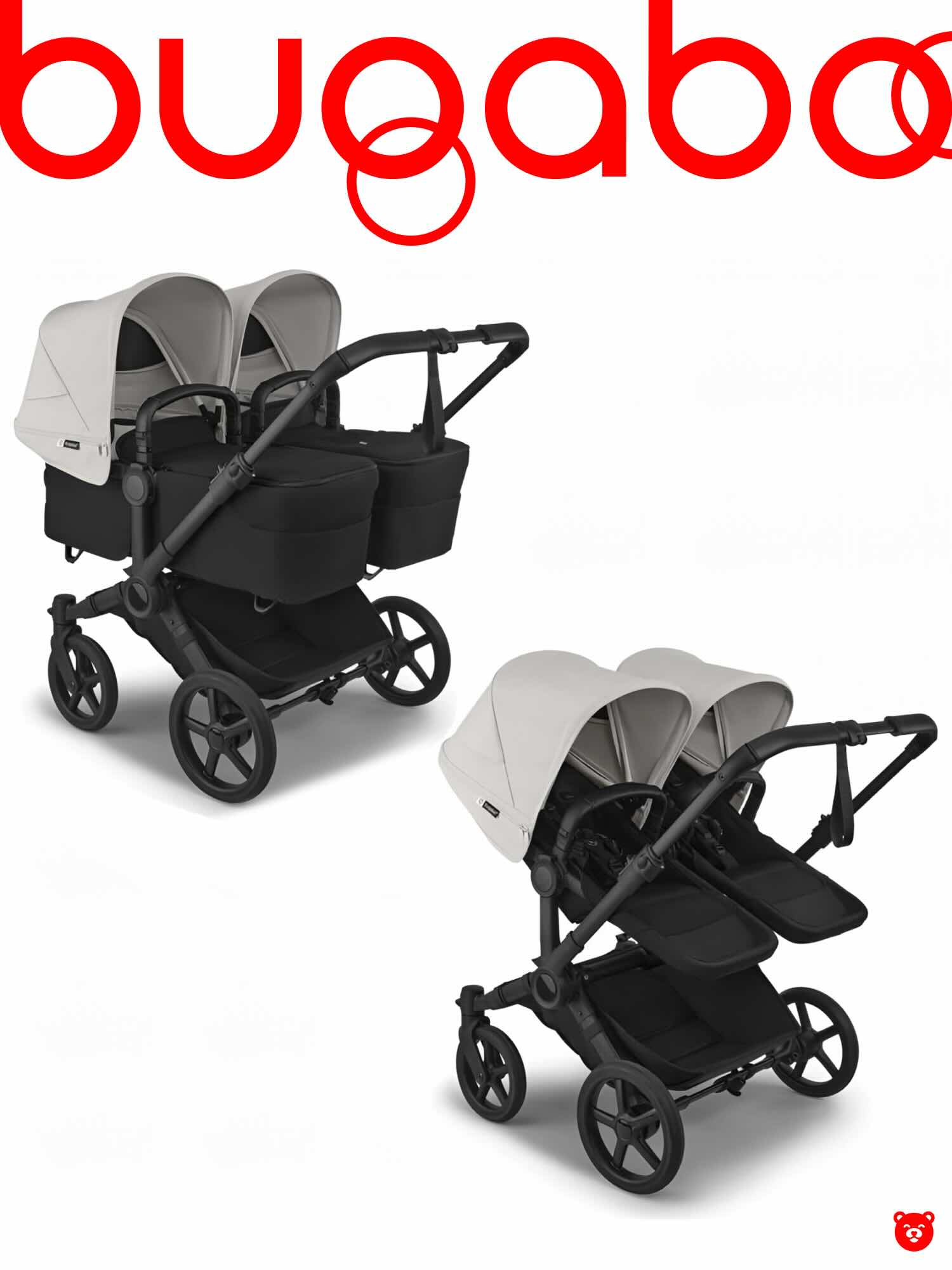 Коляска для двойни Bugaboo Donkey 6 Twin цвет Misty White шасси Black Коляска для двойни Bugaboo Donkey 6 Twin цвет Misty White шасси Black