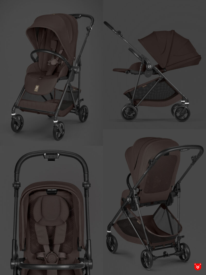 Cybex Melio Carbon Коляска (версия 2026) шасси Carbon Карбон/текстиль Chocolate Brown