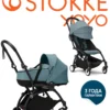 Stokke® YOYO³ Коляска 2 в 1 с люлькой Bassinet Aqua, рама на выбор